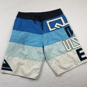 Quiksilver Board Shorts Men’s 32 10" Colorblock Blue Beach Swim Trunks